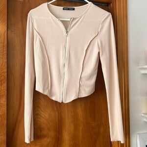 Ribbed zip up top